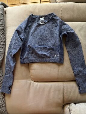 TLF Heathered Blue Cropped Seamless Top
